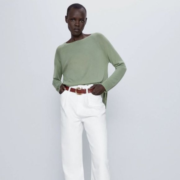 Zara Sweaters - NWT ZARA BASIC-PULLOVER KNIT GREEN SWEATER  M
